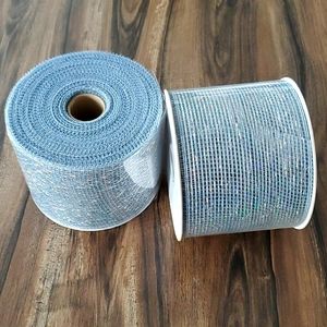 Wide 4" x 20yd Silver Deco Mesh Ribbon
